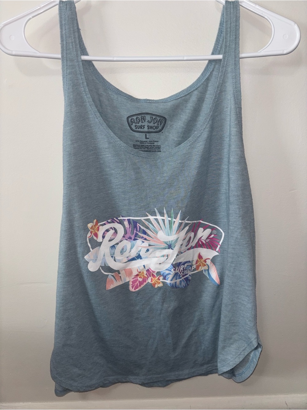 Ron Jon Blue Graphic Tropical Logo Tank